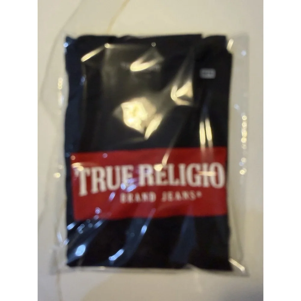 True Religion Black Logo Graphic T-Shirt Red Mesh Patch Men's XS Streetwear